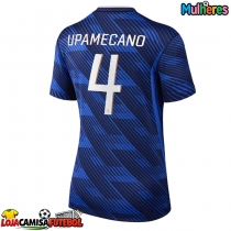 Camisa de Futebol França Dayot Upamecano #4 Equipamento Principal Mulheres Mundo 2026 Manga Curta